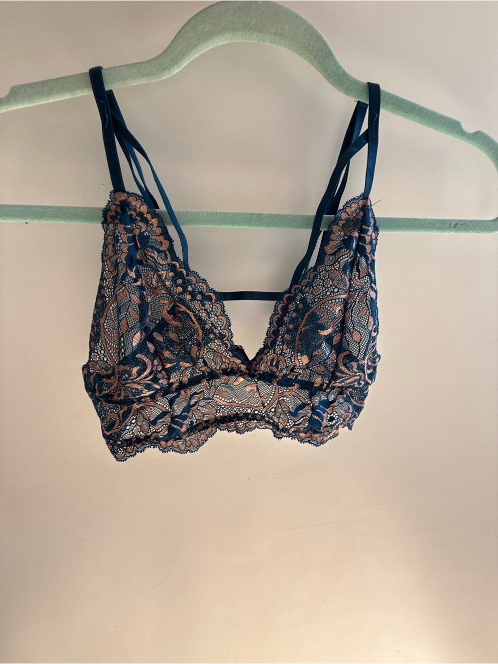 Lace Bralette in Teal and Blush - Unbranded
